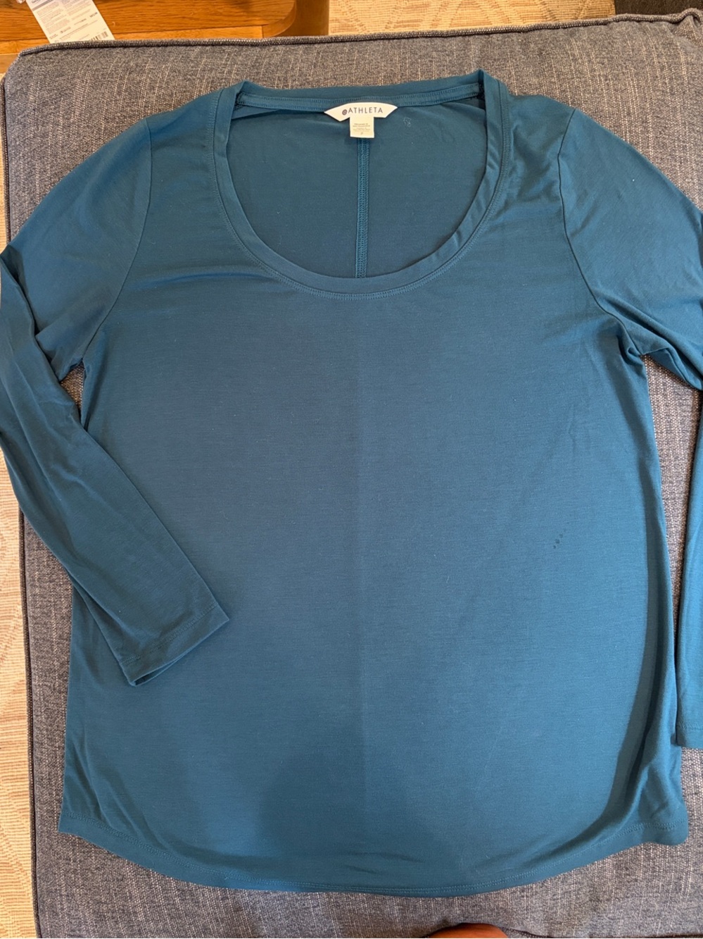 Athleta Teal Scoop Neck Long-Sleeve Top